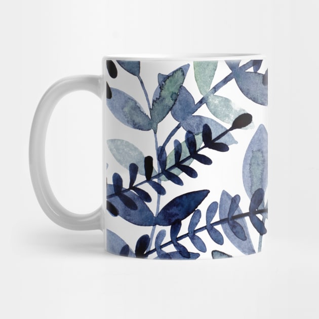 Watercolor branches - indigo by wackapacka